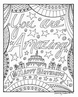 Coloring Birthday Happy Pages Adults Amazing Printable Cards Etsy Adult Colouring Book Projects Pdf Joy Creative Kids Unicorn Sheet Zentangle sketch template