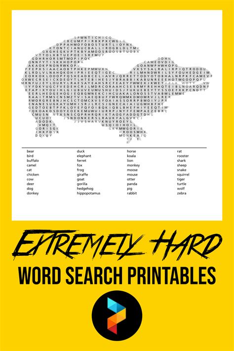 extremely hard word search printables printableecom