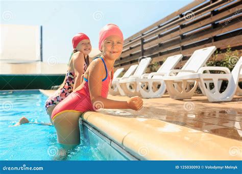 portrait  happy smiling beautiful teen girls   pool stock image image  lifestyle
