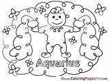 Coloring Birthday Aquarius Happy Kids Sheet Title sketch template
