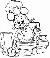 Coloring Mickey Disney Mouse Pages Cooking sketch template