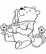 Coloring Bear Pages Pooh Cute Winnie Tea Colouring Kids Having Printable Color Sheets Print Poo Adults Disney Rocks Hmcoloringpages Honey sketch template