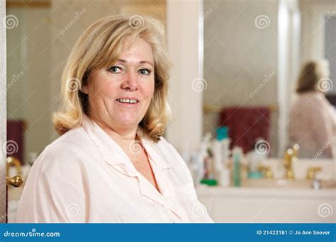 Mature Woman In The Bathroom Stock Image Image Of House Home 21422181
