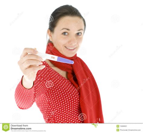 Woman Holding A Positive Pregnancy Test Stock Image