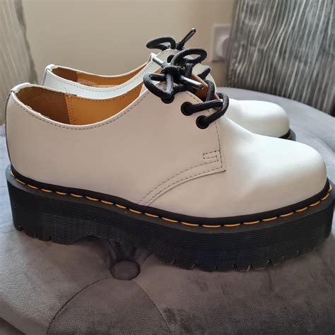 dr martens  quad platform leather shoes white depop