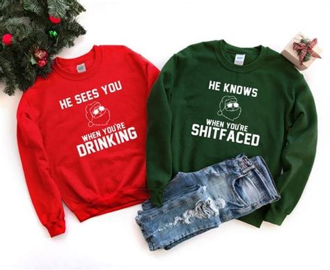 drinking couples christmas sweaters ugly christmas sweaters for