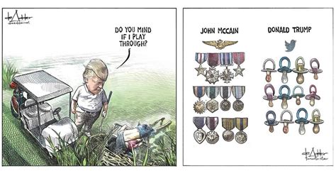editorial cartoon satirizing trump   border crisis  viral   lost  job