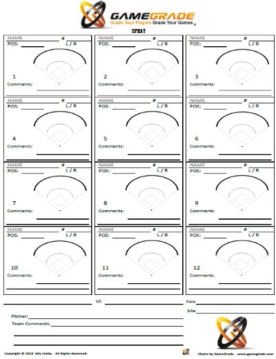 printable baseball spray charts  printable templates