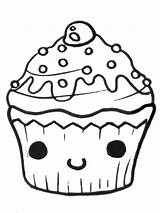 Cupcake Cute Easy Drawing Draw Drawings Clipart Cupcakes Coloring Pages Face Cliparts Drawn Food Color Birthday Doodle Google Kawaii Copy sketch template