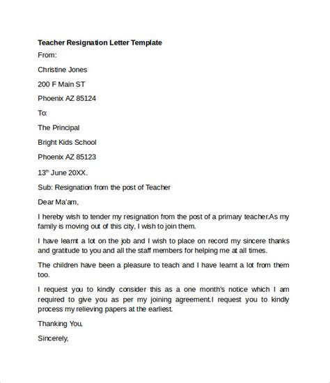 sample resignation letter examples  ms word