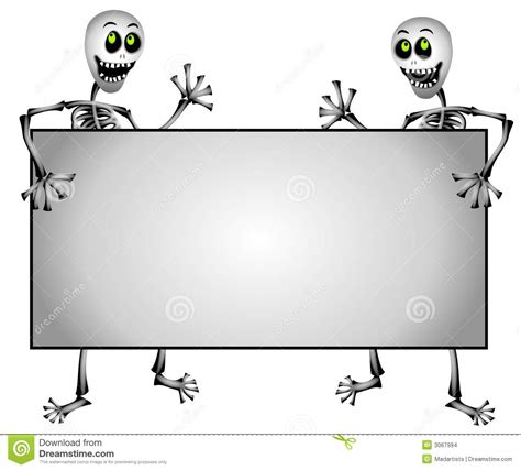 skeletons holding blank sign stock images image 3067994