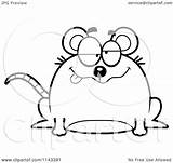 Chubby Mouse Drunk Clipart Cartoon Mad Happy Outlined Coloring Vector Thoman Cory Royalty Clipartof sketch template