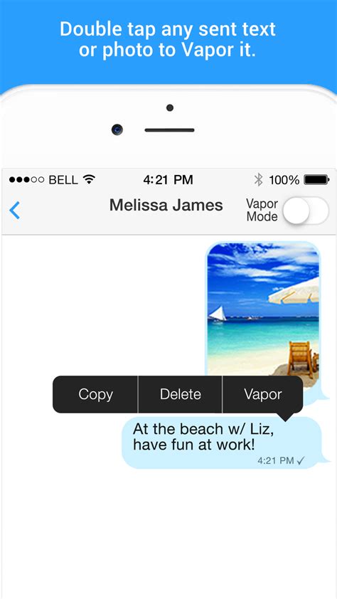 vaporchat iphone texting app vapor recall delete text