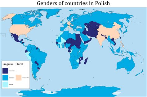 genders of countries in polish map cartography world map