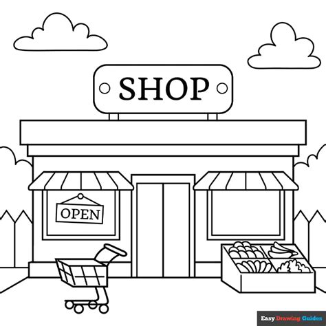 shop coloring page easy drawing guides