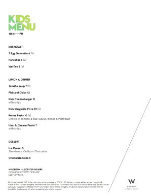 fillable  ird menu  day kids menu  brand template fax