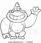 Gorilla Clipart Waving Friendly Cartoon Monkey Coloring Fetty Wap Thoman Cory Easy Vector Outlined Royalty Illustration Bananas Standing Template Pages sketch template