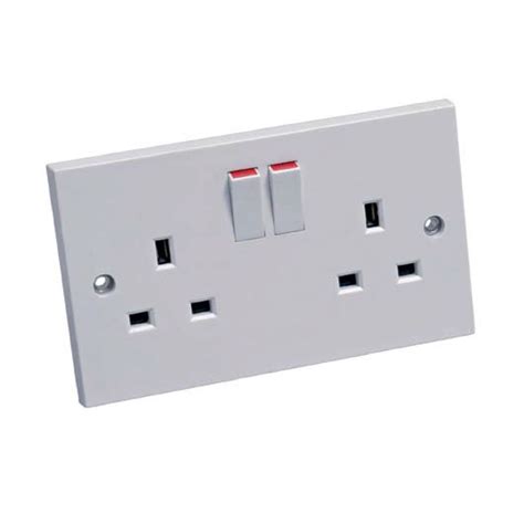 double wall socket  box pattress twin  gang switched plug electrical buy
