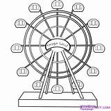 Wheel Ferris Coloring Pages Draw Designlooter Step sketch template