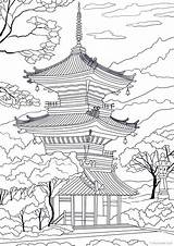 Coloring Tempel Japoneses Japonais Japanischer Favoreads Malvorlagen Japanische Coloriages Pagoda раскраски Buddhist Apprendre Dessiner Ausmalen Japonaise Malvorlage Sketch Erwachsene Printab sketch template