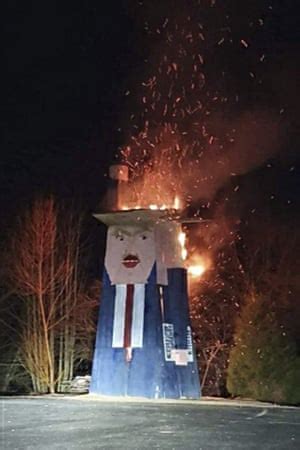 wooden trump statue burned   ground  slovenia  news  guardian
