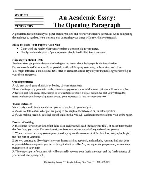 academic essay  opening paragraph