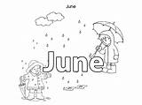June Coloring Pages Months Year Print Kids Month Printable Colouring Rain Popular sketch template