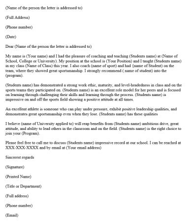 student recommendation letter template  examples