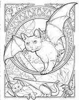 Coloring Pages Fantasy Animals Cat Sheets Forest Book Fairy Halloween Adult Colouring Adults Animal Color Cats Printable Cute Books Brilliant sketch template