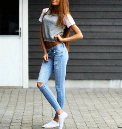 Jeans Tank Top Grey Ripped Jeans Wheretoget