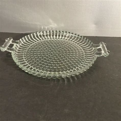 vintage jeanette clear glass small  handled trayplate national