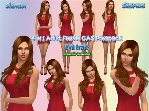 mod the sims 4 in 1 adult female cas posepack evil trait