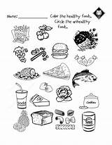 Healthy Worksheets Eating Food Worksheet Unhealthy Vs Choices Kids Habits Health Printable Activities Preschool Activity Warm Good Kindergarten Sheets Use sketch template