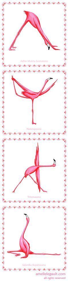 funnier  learn yoga  flamingos  poses prints