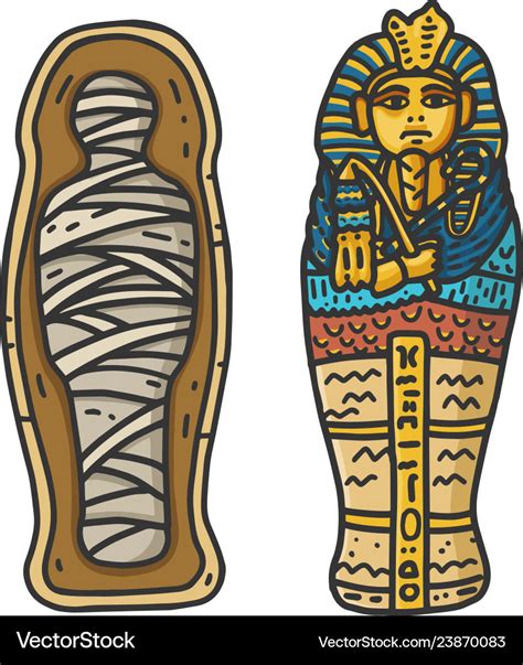 ancient egyptian tutankhamun mummy  sarcophagus vector image