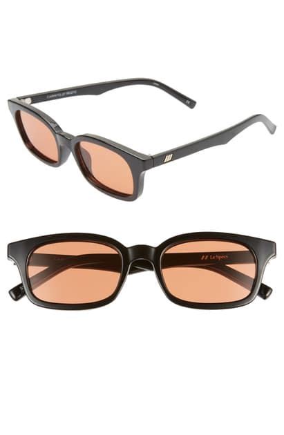 Le Specs Carmito 51mm Rectangle Sunglasses Black Cinnamon Tint