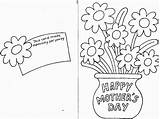 Mothers Happy Coloring Printable Card Cut Pages Mother Cards Ecoloringpage Color Flower sketch template