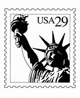 Stamp Postage Coloring Liberty Statue Usps Bluebonkers Commerative sketch template