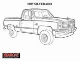 Dibujo Jacked Silverado 1987 Camionetas Camioneta Camero Lawson Trailer Pickups Mireya sketch template