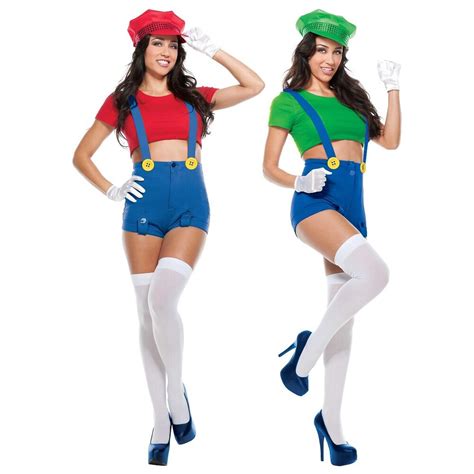 Sexy Mario And Luigi Costumes Adult Womens Group Ideas Halloween Fancy