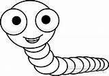 Worm Clipart Cute Outline Eye Coloring Clip Eyes Inchworm Animals Cartoon Cliparts Earthworm Worms Eyed Big Animal Wiggle Pages Library sketch template