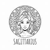 Signe Horoscope Sagittaire Sagittarius Ragazza Zodiaco Zodiaque Adulte Symbole Illustrativo Adulta Segno Bella Dell 30seconds Pesci Illustrat Oroscopo Vecteur sketch template