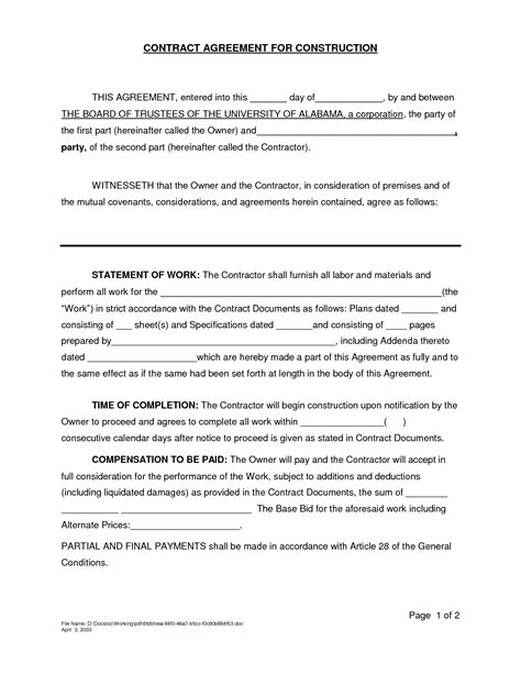 sample contract agreement  printable documents