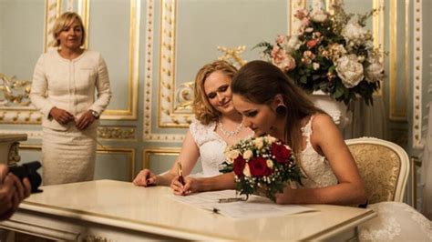 lgbt marriage two brides officially tie the knot in russia photos — rt world news