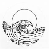Waves Ocean Wave Drawing Line Easy Aesthetic Sketch Surf Instagram Ink sketch template