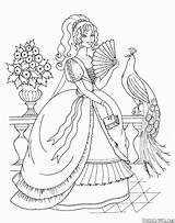 Principessa Colorare Disegni Pavone Mazzo sketch template