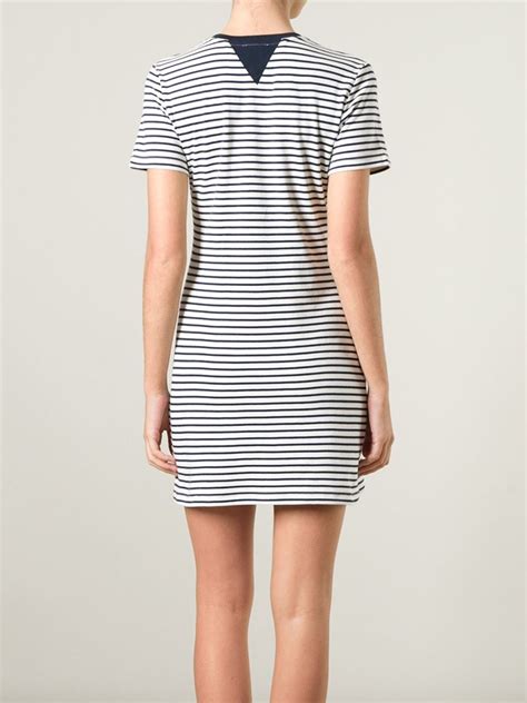 theory horizontal stripe t shirt dress in blue lyst