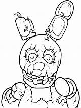 Springtrap Fnaf Animatronics Colouring Coloring4free Mycoloring Cartoons Five sketch template