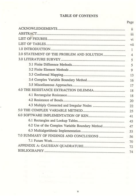 sample table  contents  research paper  papers