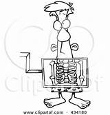 Radiology Machine Xray Cartoon Pages Line Coloring Clipart Standing Behind Man Royalty Template sketch template